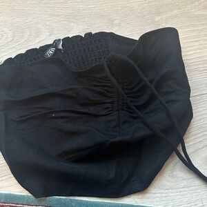 Zara Elegant Black Gathered Top